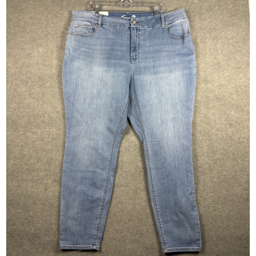 Seven7 Tummyless High Rise Skinny Jeans Light Wash Blue 22W - Picture 2 of 12